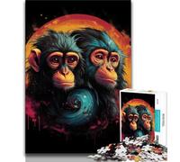 Jigsaw Puzzles for Adults 1000 Piece Art Monkey Puzzles for Teenagers,with Matching Poster And Trivia Sheet for Ages 14+ (size 75x50cm)