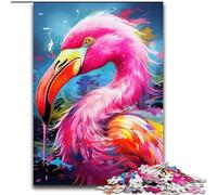 Jigsaw Puzzles for Adults 1000 Piece Art Psychedelic Flamingo Wooden Jigsaw size 50x75cm Brain Teaser, Adult Game, Family Interactive Activity