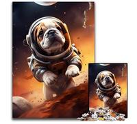Jigsaw Puzzles for Adults 1000 Piece Astronaut Bulldog PuppyChallenging Puzzles Ideal for Teenagers & Collectors Travel Gift Family Activity 1000 PCS(38x26cm)