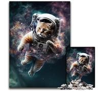 Jigsaw Puzzles for Adults 1000 Piece Astronaut Cat in Space Puzzles for Adults Ideal for Family Fun, Relaxation 50x75CM/19.68x29.52inch