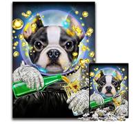 Jigsaw Puzzles for Adults 1000 Piece Astronaut French Bulldog Challenging Puzzles Fun at Home Activities Birthday Present Travel Gifts 1000 PCS(38x26cm)
