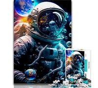 Jigsaw Puzzles for Adults 1000 Piece Astronaut Outer Space Puzzles for Teenagers,with Matching Poster And Trivia Sheet for Ages 14+ (size 75x50cm)