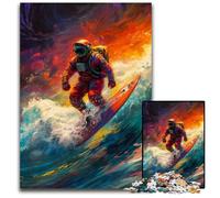 Jigsaw Puzzles for Adults, 1000 Piece Astronaut Playing Surfing Challenging Puzzles DIY Art Decor, 26X38CM/10.23x14.96inch