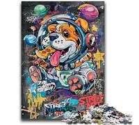 Jigsaw Puzzles for Adults 1000 Piece Astronaut Pug 1000 Piece Jigsaw,Family Activity Fun at Home Activities, Birthday Present,Travel Gifts (26x38cm)