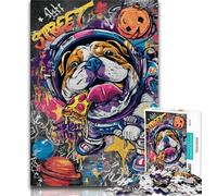 Jigsaw Puzzles for Adults 1000 Piece Astronaut Pug Teenager Jigsaw,Relax Games Is Ideal As A Gift for The Whole Family 75x50cm