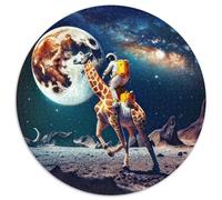 Jigsaw Puzzles for Adults 1000 Piece Astronaut Riding A Giraffe Paper Jigsaw Puzzles Family Interactive Game,Brain Teaser Gift,Educational Toy (67.5x67.5cm)