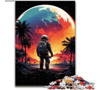 Jigsaw Puzzles for Adults 1000 Piece Astronauts on The Beach Made of Wood, Gift DIY Fun Suitable for Home Living Room Office Decoration 50x75cm for Family Interactive Game