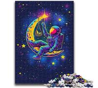 Jigsaw Puzzles for Adults 1000 Piece Astronauts on The Moon Family Game Stress Reliever Difficult Challenge Artists Collection, Fine Art 50x75cm