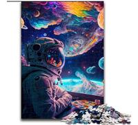 Jigsaw Puzzles for Adults 1000 Piece Astronout Eating Pizza, Help The Brain Exercise Addictive Toys to Cultivate Patience Perfect Decoration (Size50x75cm)
