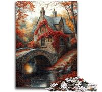 Jigsaw Puzzles for Adults 1000 Piece Autumn Bridge Adult Jigsaw,Game Toys Every Piece Is Unique - Challenging Family Fun Game (26x38cm)