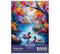 Jigsaw Puzzles for Adults 1000 Piece Autumn Ducks by The Lake Jigsaw for Adults Fun Games Wall Art Unique Birthday And Xmas Gifts 38x26cm/1000pcs