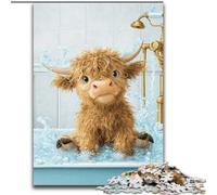Jigsaw Puzzles for Adults 1000 Piece Baby Highland Cow, for And 14 Years And over for Educational Game Challenge Toy Gift for Birthdays (Size 50x75cm)