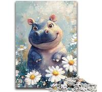 Jigsaw Puzzles for Adults 1000 Piece Baby Hippo And Flowers 1000 Pieces for Teenagers,Challenging Game Toys Wall Decoration Unique Birthday And Xmas Gifts (50x75cm)