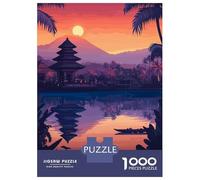 Jigsaw Puzzles for Adults 1000 Piece Bali, Indonesia Sunset Illustration Adult Puzzles Toy Wall Decor Wall Decoration Deal As Gifts for The Whole Family 38x26cm/1000pcs