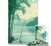 Jigsaw Puzzles for Adults 1000 Piece Bamboo Lake Scenery Seamless Fit Art Mind Game Gift Slow Game Play Christmas Art Gift (38x26cm)