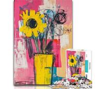Jigsaw Puzzles for Adults 1000 Piece Basquiat Flowers Puzzles for Teenagers,Challenging Game Gifts for Is Ideal As A Gift for The Whole Family 26x38cm