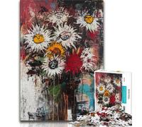 Jigsaw Puzzles for Adults 1000 Piece Basquiat-style Flowers And Skulls 1000 Pieces for Teenagers,Educational Toy Funny Family Games Unique Home Decor 26x38cm