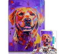 Jigsaw Puzzles for Adults 1000 Piece Basquiat-style Labrador,Stress Reliever Staycation Kill Time with Matching Poster And Trivia Sheet (38x26cm)