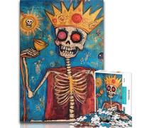 Jigsaw Puzzles for Adults 1000 Piece Basquiat-style Skull Crown,Challenging Game And Family Play with Fully Interlocking Randomly Shaped Pieces 75x50cm