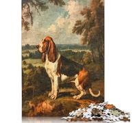 Jigsaw Puzzles for Adults 1000 Piece Basset Hound Vintage Oil Puzzles for Adults Paper Board Puzzles Funny 1000pcs (38x26cm)