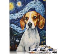 Jigsaw Puzzles for Adults 1000 Piece Beagle Dog Starry Night Jigsaw Puzzles Challenging Game Brain Teasers 1000pcs (38x26cm)