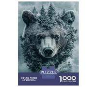 Jigsaw Puzzles for Adults 1000 Piece Bear And Forest Double Exposure Art Jigsaws for Adults Anti-Stress Toys Birthday Present Unique Birthday And Gifts 38x26cm/1000pcs