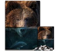Jigsaw Puzzles for Adults 1000 Piece Bear Half in The Water Jigsaw Puzzles for Adults Intricate Design for Teenagers DIY Decor And BrainBoosting Fun 1000 PCS(38x26cm)