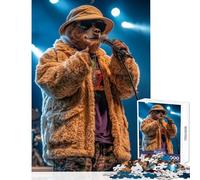Jigsaw Puzzles for Adults 1000 Piece Bear Rapper Performing Jigsaw 1000 Pieces Toy Wall Decor Gifts For Birthdays Improve Memory (38x52cm)