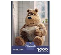 Jigsaw Puzzles for Adults 1000 Piece Bear Reading on A Toilet Jigsaw Puzzle Brain Teaser Game Stress Reliever Unique Birthday And Xmas Gifts 70x50cm/1000pcs