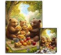 Jigsaw Puzzles for Adults 1000 Piece Bears Picnic Challenging Puzzles Ideal for Teenagers & Collectors Travel Gift Family Activity 1000 PCS(38x26cm)