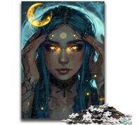 Jigsaw Puzzles for Adults 1000 Piece Beautiful Anime Girl with Moon Teenager Jigsaw,family Fun Games Is Ideal As A Gift for The Whole Family (50x75cm)