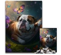 Jigsaw Puzzles for Adults, 1000 Piece Beautiful Bulldog cardboard Puzzles Interactive Family Game, DIY Home Decor Brain Challenge Gift 26X38CM/10.23x14.96inch