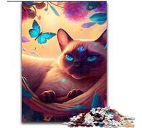 Jigsaw Puzzles for Adults 1000 Piece Beautiful Cat Made of Wood, Ideal for Home & Office Decor, for Birthday 50x75cm Birthday Party for Men Women