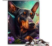 Jigsaw Puzzles for Adults 1000 Piece Beautiful Doberman Pinscher Made of Wood, Suitable for Birthdays, Halloween, Thanksgiving, Easter 50x75cm Birthday Party for Men Women