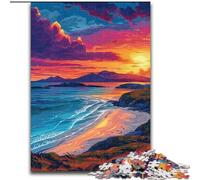Jigsaw Puzzles for Adults 1000 Piece Beautiful Sunset by The Sea Made of Wood, Fun Activity for at Home 50x75cm Family Fun Activity, Brain Challenge, for Teenager