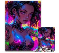 Jigsaw Puzzles for Adults 1000 Piece Beautiful Tattoo Anime Wooden Jigsaw Puzzles for Adults Birthday Gift Idea Challenging Brain Teaser Game 1000 PCS(75x50cm)