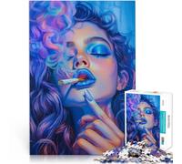 Jigsaw Puzzles for Adults 1000 Piece Beautiful woman smoking Made of cardboard Suitable for ages 14 and up Challenging game and family game great size:38x52cm/14.96x20.47inch