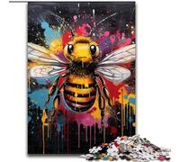 Jigsaw Puzzles for Adults 1000 Piece Bee Graffiti Painting Impossible Jigsaw Puzzles for Adults size 26x38cm Family Fun Activity, Brain Challenge, for Teenager