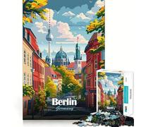 Jigsaw Puzzles for Adults 1000 Piece Berlin Germany Cityscape Illustration Seamless Fit Art Mind Game Gift Slow Game Play Christmas Art Gift (38x26cm)