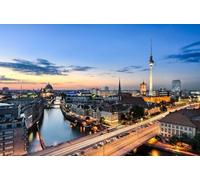 Jigsaw Puzzles For Adults 1000 Piece BERLIN GERMANY NIGHT SKYLINE GLOSSY Wooden Puzzles BANNER aerial view A299 Challenging Puzzles for Friends Family Wall Decor