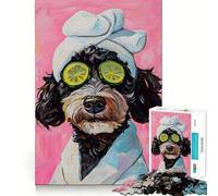 Jigsaw Puzzles for Adults 1000 Piece Bernedoodle Dog Spa Day Seamless Fit Art Mind Game Gift Slow Game Play Christmas Art Gift (50x75cm)