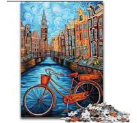 Jigsaw Puzzles for Adults 1000 Piece Bicycle on The Bridge Made of Wood, Fun Present & Activity for Home 50x75cm Birthday Party for Men Women