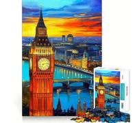 Jigsaw Puzzles for Adults 1000 Piece Big Ben Tower Seamless Fit Art Mind Game Gift Slow Game Play Christmas Art Gift (38x52cm)