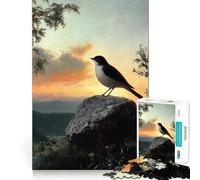 Jigsaw Puzzles for Adults 1000 Piece Bird on A Rock at Sunset Seamless Fit Art Mind Game Gift Slow Game Play Christmas Art Gift (38x26cm)