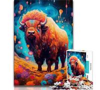 Jigsaw Puzzles for Adults 1000 Piece Bison Standing In Mountain Teenager Jigsaw,family Fun Games Is Ideal As A Gift for The Whole Family 38x26cm