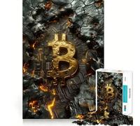Jigsaw Puzzles for Adults 1000 Piece Bitcoin in A Rock Seamless Fit Art Mind Game Gift Slow Game Play Christmas Art Gift (38x26cm)