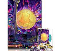 Jigsaw Puzzles for Adults 1000 Piece Bitcoin Logo 1000 Pieces for Teenagers,Challenging Game Toys Wall Decoration Unique Birthday And Xmas Gifts 26x38cm