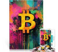 Jigsaw Puzzles for Adults 1000 Piece Bitcoin Symbol Made of cardboard,for age 14 years and over Staycation Kill time Unique Home Decorations and Gifts。size:38x52cm/14.96x20.47inch