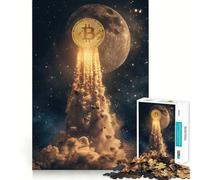 Jigsaw Puzzles for Adults 1000 Piece Bitcoin to The Moon Seamless Fit Art Mind Game Gift Slow Game Play Christmas Art Gift (50x75cm)