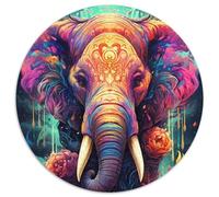 Jigsaw Puzzles for Adults 1000 Piece Bizarre Colorful Elephant Round Jigsaws 1000 Pieces for Adults Challenging Brain Teaser, Family Activity, Home Decor, 67.5x67.5cm